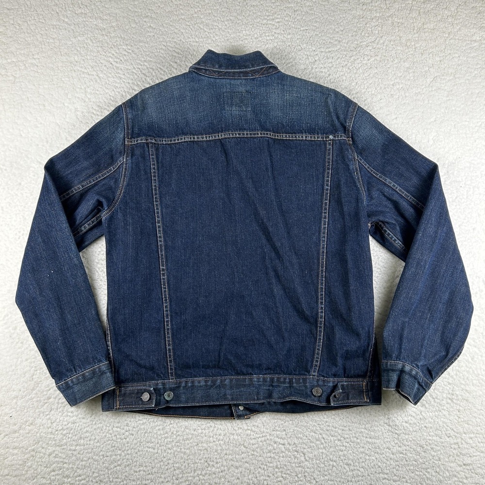 Vintage Gap Denim Jacket Mens Large Trucker Button Front Dark Indigo Unlined Y2K - Picture 10 of 15